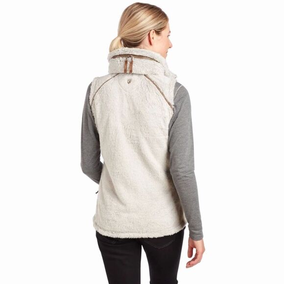 KUHL Flight Fleece Vest in Cream / Brown, Sherpa Vest Cozy Warm Women's SZ M - Picture 1 of 10